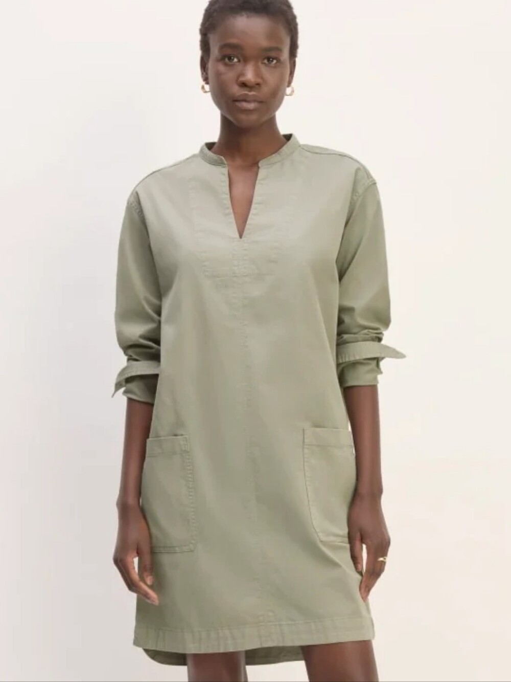 Everlane Olive Sage Utility Mini Dress M